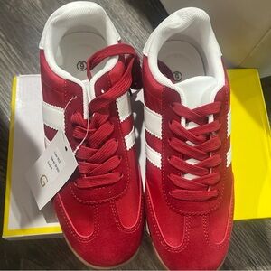 & Other Stories Red and White Sneakers